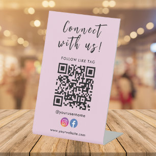Signe De Table Connectez-vous avec nous Facebook Instagram Qr Cod
