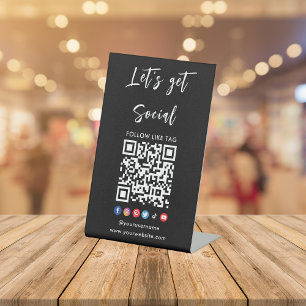 Signe De Table Connectez-vous avec nous Qr Code Professional Noir