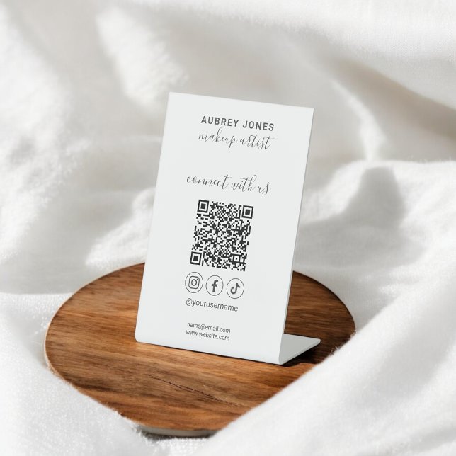 Signe De Table Connectez-vous avec nous Social Media Qr Code (Créateur téléchargé)