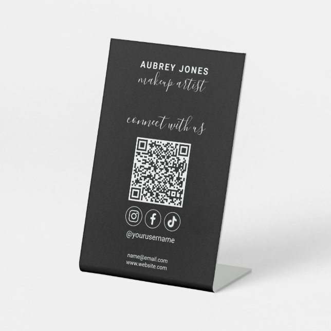 Signe De Table Connectez-vous avec nous Social Media Qr Code Sign (Recto)