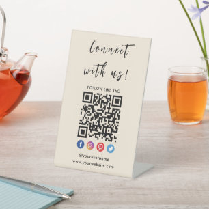 Signe De Table Connectez-Vous Avec Us Qr Code Social Media Branch