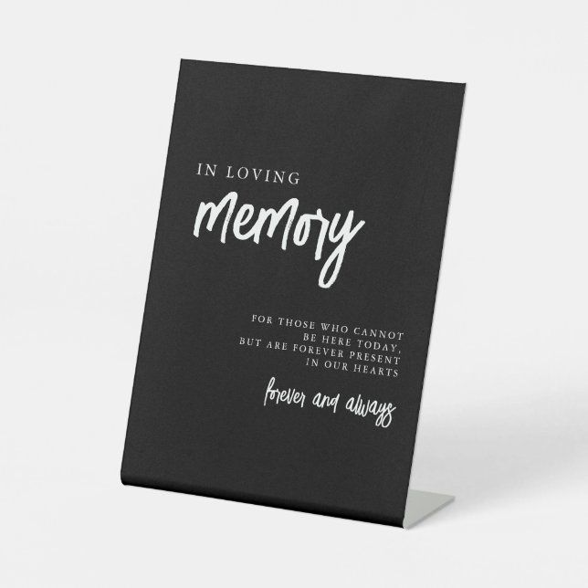 Signe De Table Connexion en mémoire d'amour Mariage noir et blanc (Recto)