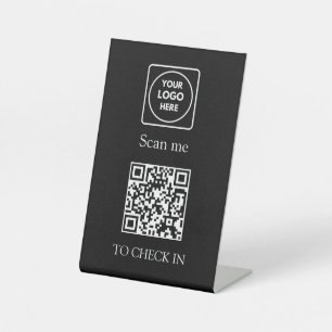 Signe De Table Connexion par QR code blanc personnalisé   Visiteu