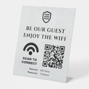 Signe De Table Connexion QR Wifi   Logo de l'entreprise