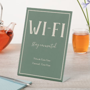 Signe De Table Connexion Wi-Fi Bohème Verte Rustique