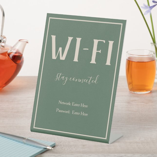 Signe De Table Connexion Wi-Fi Bohème Verte Rustique (In SItu)