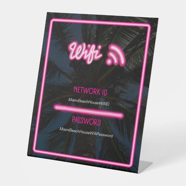 Signe De Table Connexion Wifi Neon rose (Recto)