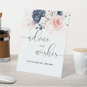 Signe De Table Conseil et souhaits de Mariage bleu et rose vif de