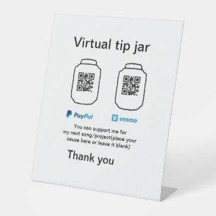 Signe De Table Conseil virtuel jar q r code argent don PayPal ven