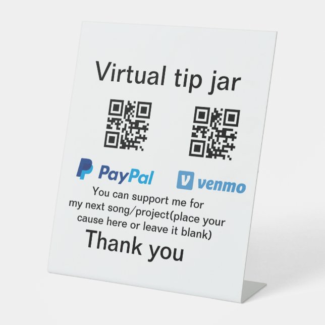 Signe De Table Conseil virtuel jar q r code argent don PayPal ven (Recto)