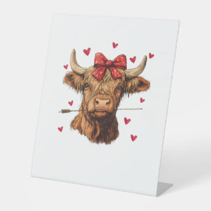 Signe De Table Coquette Bow Highland Cow Valentine Heart Girl Va