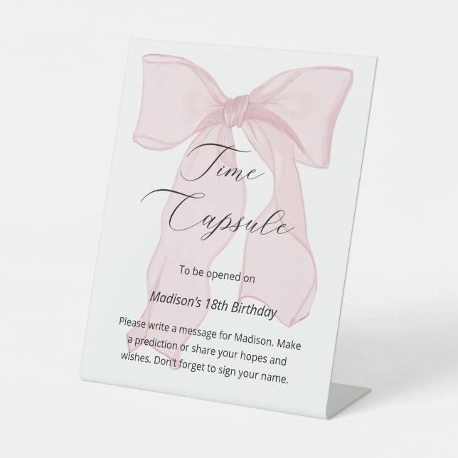 Signe De Table Coquette Bow rose 1er Anniversaire heure Capsule (Recto)
