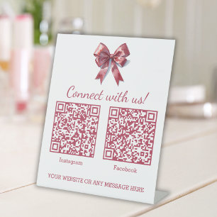 Signe De Table Coquette Pink Bow Business Deux codes QR
