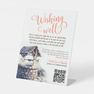 Signe De Table Coral Peach Rose Mariage Wish Wright Code QR