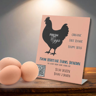 Signe De Table Coral Pink Fresh Eggs Farmer's Market Sign QR Code