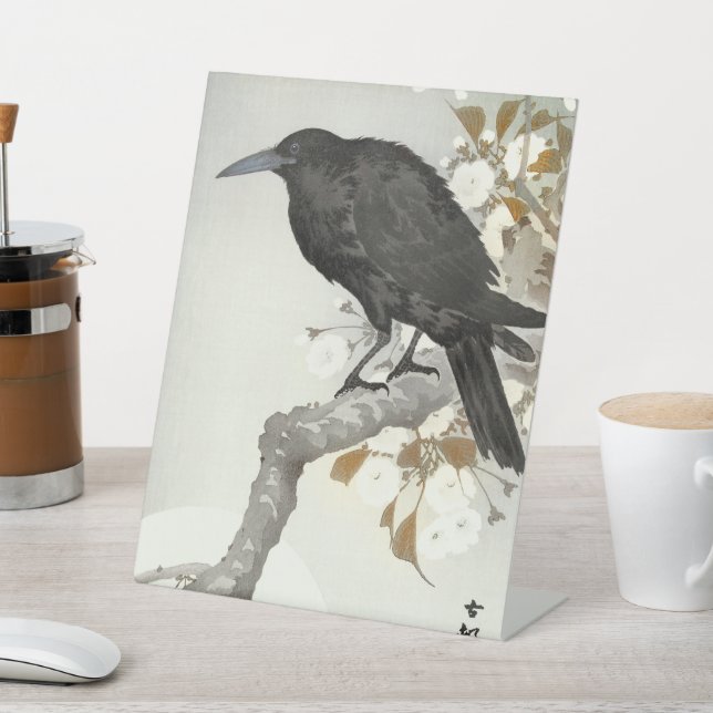 Signe De Table Corbeau Raven Koson Oiseau japonais (In SItu)