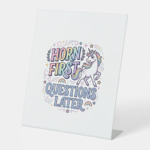 Signe De Table Corne de Licorne Questions D'abord Plus Tard Autoc