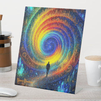 Signe De Table Cosmic Journey Galaxy Rainbow Light Surreal 