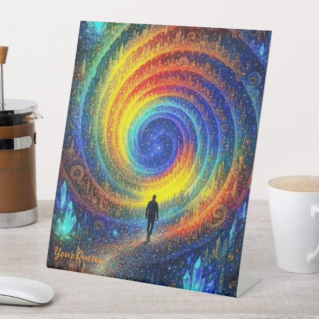Signe De Table Cosmic Journey Galaxy Rainbow Light Surreal  (In SItu)