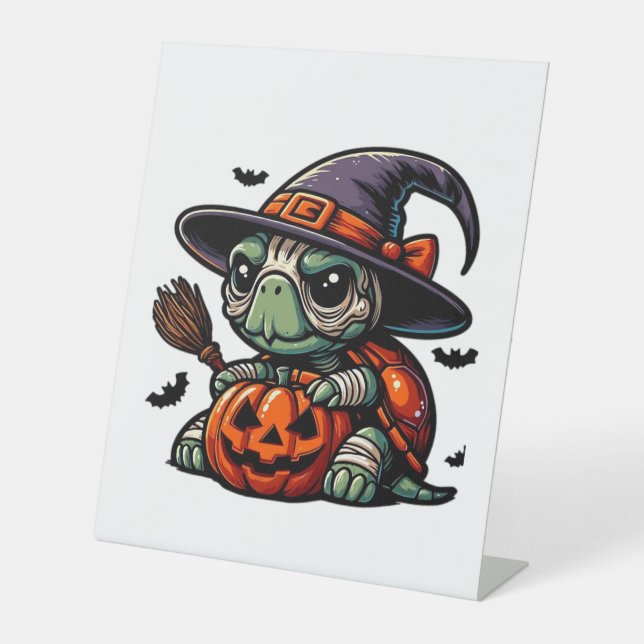 Signe De Table Costume Casquette de sorcière de tortue d'Hallowee (Recto)