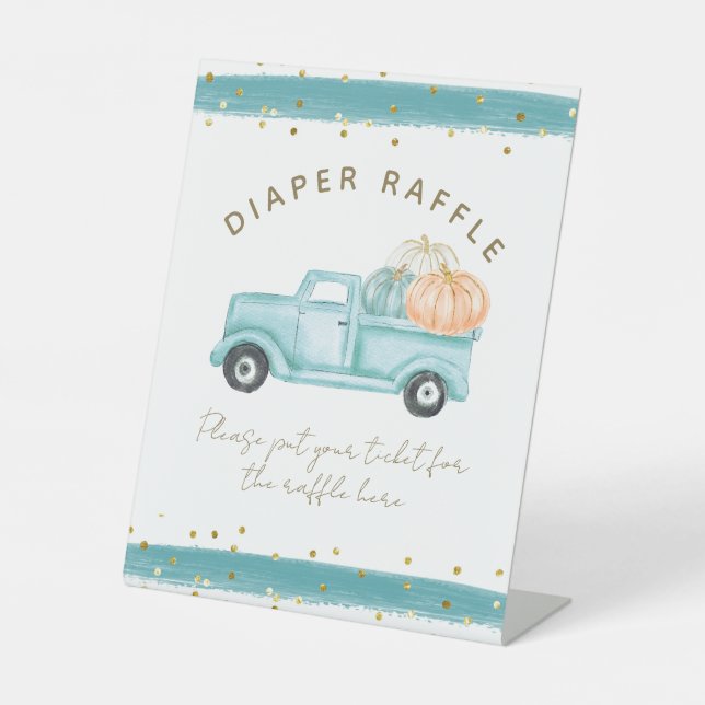 Signe De Table Couche pour Baby Shower Moderne de Citrouille de C (Recto)