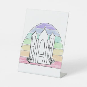 Signe De Table Coucher de soleil arc-en-ciel sur le temple Mormon