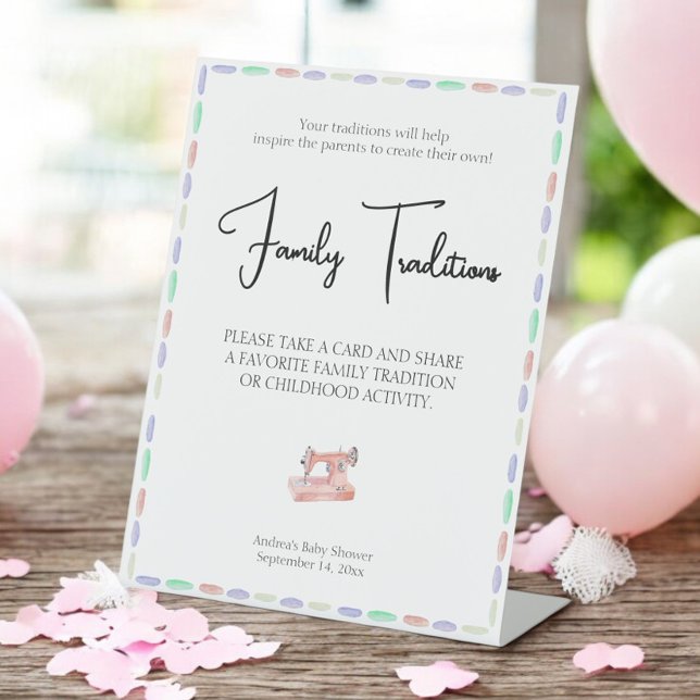 Signe De Table Coudre beaucoup d'amour Pink Aquarelle Traditions  (Créateur téléchargé)