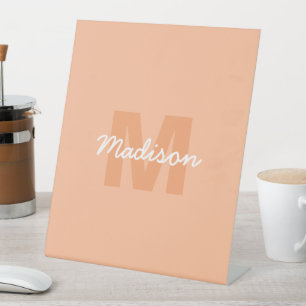 Signe De Table Couleur de pêche de 2024 avec nom Monogramme perso