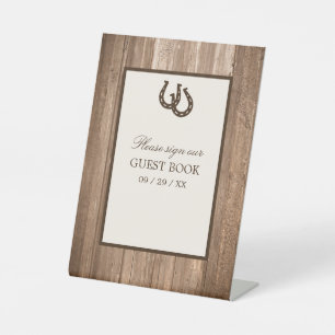Signe De Table Country Rustic Horseshoe & Brown Wood Mariage