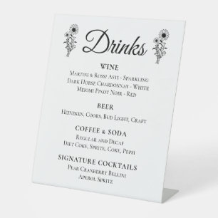 Signe De Table Country Sunflower Floral Mariage Cocktails Bar