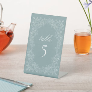 Signe De Table Couronne de table de mariage en bleu poussiéreux v