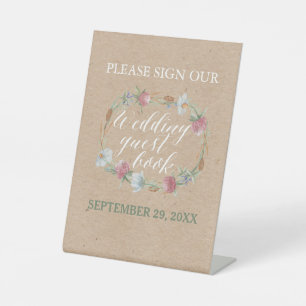 Signe De Table Couronne fleur sauvage Sur Mariage campagnard Kraf