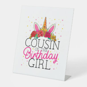 Signe De Table Cousin of the Birthday Girl Unicorn Birthday T-Shi