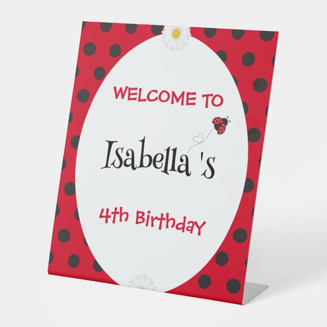 Signe De Table Coute Polka point Ladybug Daisy Flower fête d'anni (Recto)