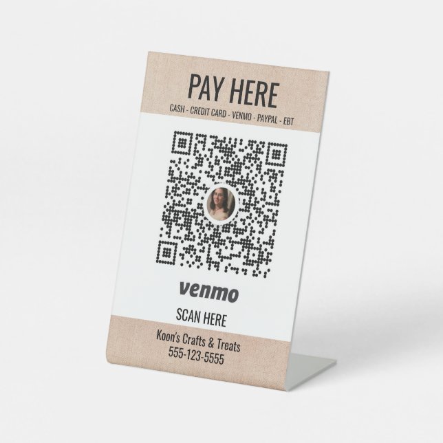 Signe De Table Craft Show Booth Display QR Code Payer Pancarte (Recto)