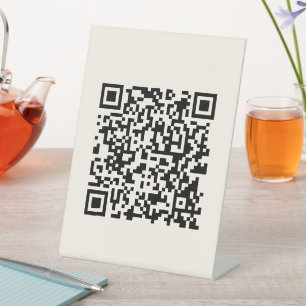 Signe De Table Créer instantanément un code QR   Modifiable blanc