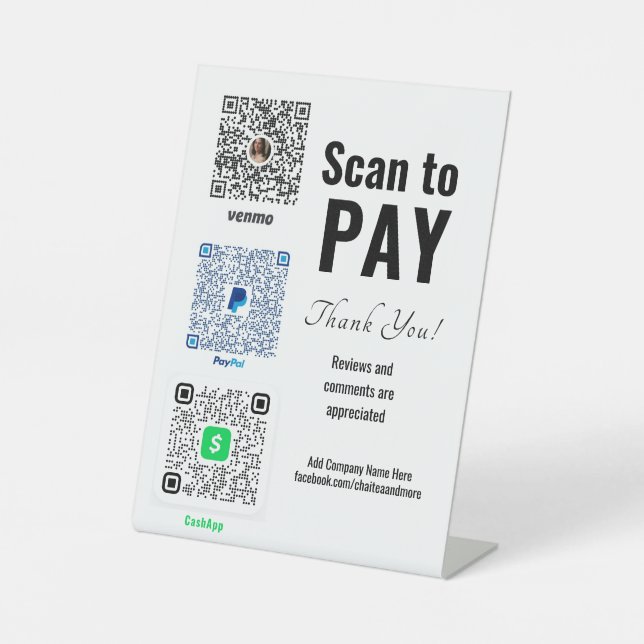 Signe De Table Créer Venmo Custom Business Pay (Recto)