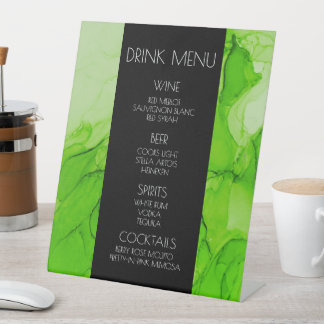 Signe De Table Créez votre propre menu de boissons en marbre vert