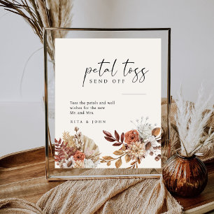 Signe De Table Crème Boho Floral Mariage Petal Toss Envoyer Désac