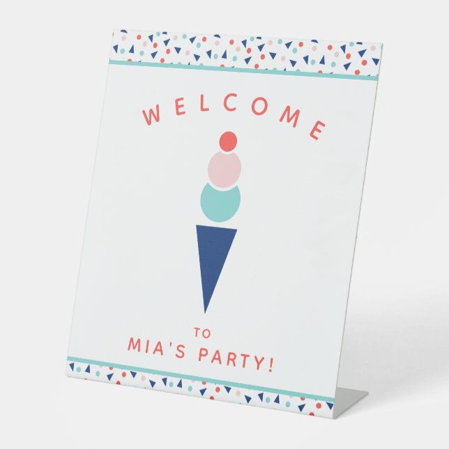 Signe De Table Crème de glace Nom personnalisé Fête des enfants (Recto)