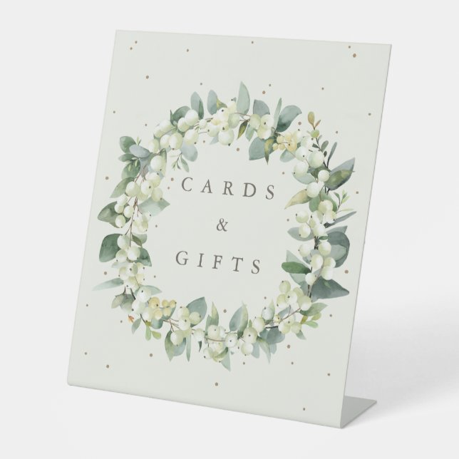 Signe De Table Crème Snowberry+Eucalyptus Cadeaux de mariage + Ca (Recto)