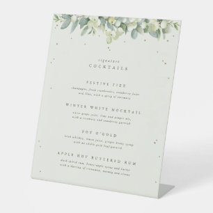 Signe De Table Crème Snowberry+Eucalyptus Mariage Boissons Menu