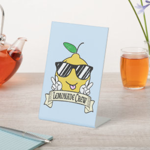 Signe De Table Crew de limonade - Kawaii Peace Main et lunettes d