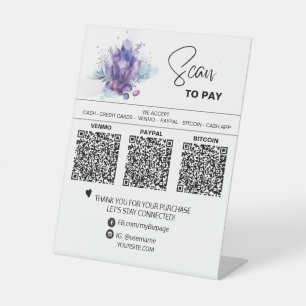 Signe De Table *~* Cristaux Tabletop QR 3 PAIEMENT Table Tente