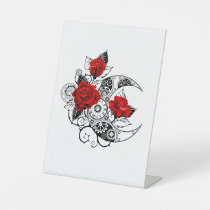 Signe De Table Croissant mécanique avec roses rouges