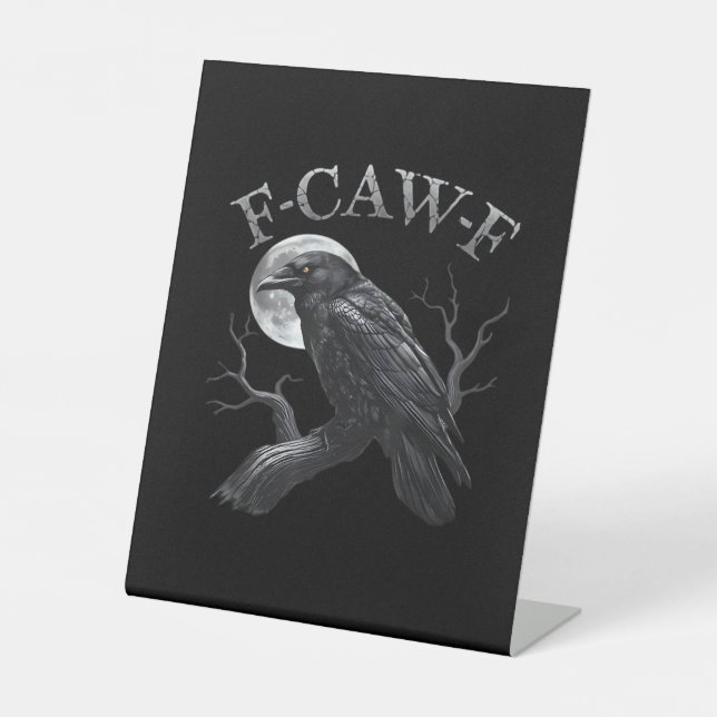 Signe De Table Crow F-Caw-F Funny Bird Moon Retro Classic (Recto)