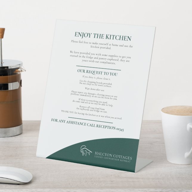 Signe De Table Cuisine d'hôtes - location de propriété vert foncé (In SItu)