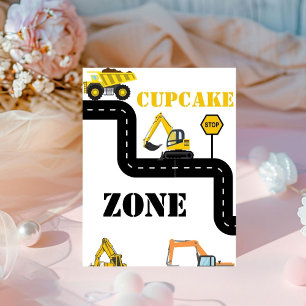 Signe De Table Cupcake Zone de construction Camion de vidage