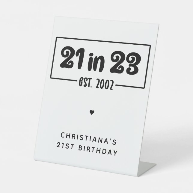 Signe De Table Custom 21st Birthday Cadeau 21 en 23 Est 2002 (Recto)