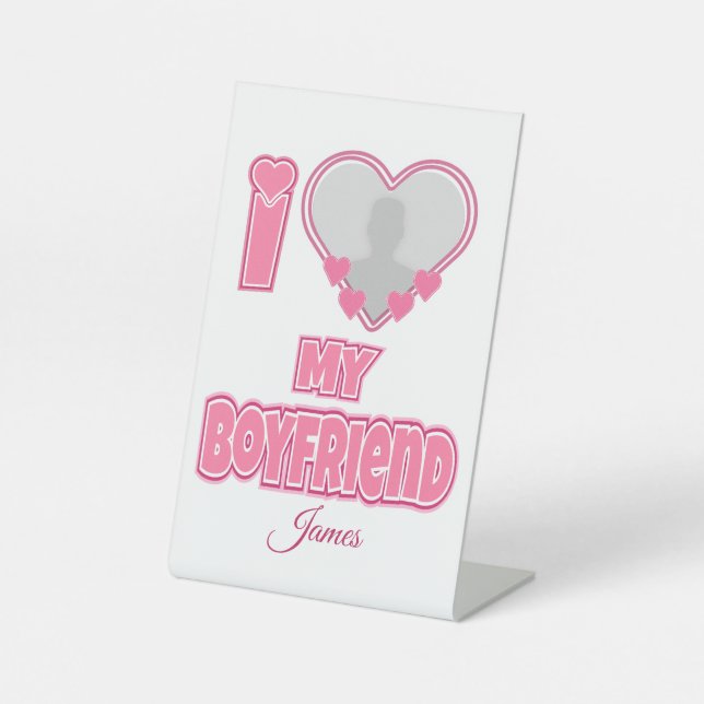 Signe De Table Custom I Love My Boyfriend - Ajouter photo et nom (Recto)